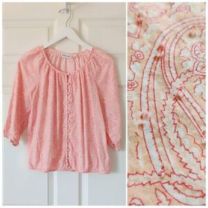 St. John's Bay paisley Swiss dot peasant top